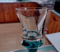 Vintage Blue Blown Glass Tall Candle Holders, Set of 3