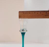 Vintage Blue Blown Glass Tall Candle Holders, Set of 3