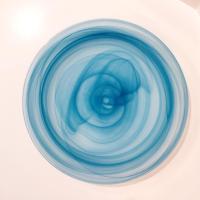  Vintage Turkish Blue and Green Swirl Glass Plates, Set of Two, Blue Glass Dinner Plate, Green Glass Salad Plate