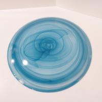  Vintage Turkish Blue and Green Swirl Glass Plates, Set of Two, Blue Glass Dinner Plate, Green Glass Salad Plate