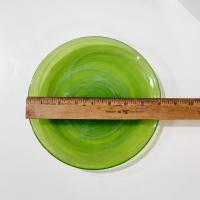  Vintage Turkish Blue and Green Swirl Glass Plates, Set of Two, Blue Glass Dinner Plate, Green Glass Salad Plate