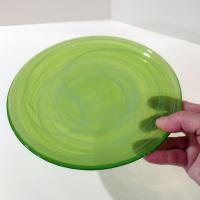 Vintage Turkish Blue and Green Swirl Glass Plates, Set of Two, Blue Glass Dinner Plate, Green Glass Salad Plate