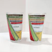 Vintage Bloody Mary Recipe Pint Glasses Tumblers, Set of Two