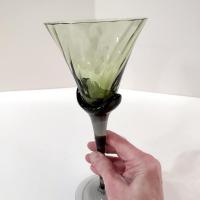 Vintage Mikasa Blossom Sage Green Wine Water Glasses, Set of Two, Green Blown Glass Tall Goblets