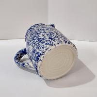 Vintage Blue Spongeware Small Pitcher Vase, Workshops of Gerald E Henn Pottery, Roseville Spongeware Pottery