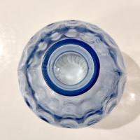 Vintage San Miguel Blue Round Globe Thumbprint Recycled Glass Vase