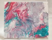 Pink, Blue, and Gray Abstract Original Acrylic Pour Painting, 8" x 10", Fluid Art Painting