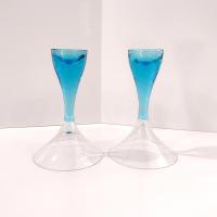 Vintage Blue Sapphire Martini and Shot Glasses, Set of Two, Combination Two in One Glasses