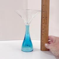 Vintage Blue Sapphire Martini and Shot Glasses, Set of Two, Combination Two in One Glasses