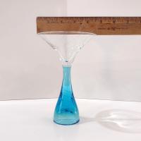 Vintage Blue Sapphire Martini and Shot Glasses, Set of Two, Combination Two in One Glasses