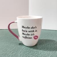 Vintage Maybe She's Born With It Maybe It's Caffeine Ceramic Coffee Tea Mug, Funny Humorous Mug