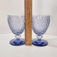 Vintage Villeroy and Boch Boston Blue Glass Water Goblets, Set of 2