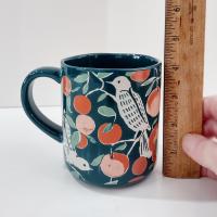 Vintage Opal House Wild and Free Birds in a Peach Tree Coffee Tea Stoneware Ceramic Mug