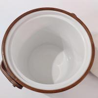 Vintage Georges Briard Faux Leather Vinyl Insulated Ice Bucket with Wooden Handle, 1970's Retro Barware