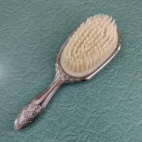Vintage 1940's Silver Plated Vanity Hand Mirror and Brush Set, Towle Silversmiths Old Master Pattern