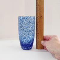 Vintage Blue Splatter Glass Tumblers, Set of Two, 16 Ounce Drinking Glasses