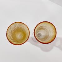 Vintage Artland Amber Iris Bubble Glass Champagne Flutes, Set of Two, Blown Glass Cocktail Goblets