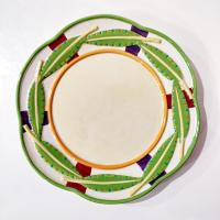 Vintage Yankee Candle Ceramic Shade Jar Topper and Under Plate, Floral Dragonfly Lady Bug Design