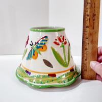 Vintage Yankee Candle Ceramic Shade Jar Topper and Under Plate, Floral Dragonfly Lady Bug Design