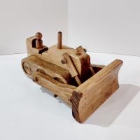 Vintage Wooden Bulldozer Rolling Child's Push Toy, Clip Clop Lapps Toys Handcrafted Amish Toy