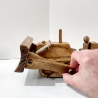 Vintage Wooden Bulldozer Rolling Child's Push Toy, Clip Clop Lapps Toys Handcrafted Amish Toy