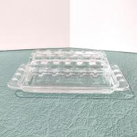 Vintage Clear Glass Butter Dish with Thumbprint Design