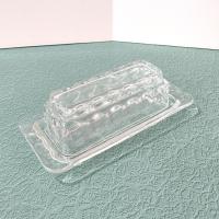 Vintage Clear Glass Butter Dish with Thumbprint Design