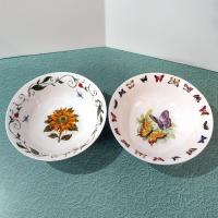 Vintage Tabletops Unlimited Butterflies and Botanical Garden Coupe Cereal Bowls, Set of Two