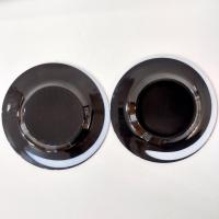 Vintage Black and White Spiral Swirled Art Glass Salad Dessert Luncheon Plates, Set of Two