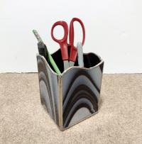 Large Black and White Stained Glass Pencil, Pen, Utensil, Remote Control Holder
