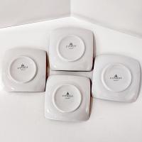 Vintage Black and White Checkered Polka Dot Cocktail Appetizer Plates, Set of 4