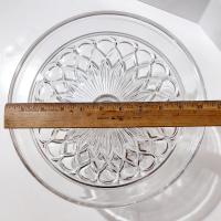Antique Cooperative Flint Glass 190 Regal Block Clear Pressed Glass Pedestal Cake Stand with Lip, Vintage EAPG Pastry Dessert Display Plate