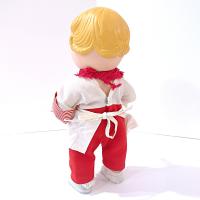 Vintage 1960's Campbells Soup Kids Doll with Red and White Dress, Poseable Campbell's Kids Blonde Boy Doll