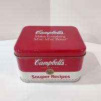 Vintage Campbells Souper Recipe Tin Box, Retro Metal Storage Container