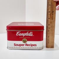 Vintage Campbells Souper Recipe Tin Box, Retro Metal Storage Container