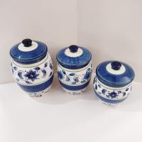 Set of Three Ceramic Pfaltzgraff Canisters, Orleans Pattern, Available for Local Pickup Only