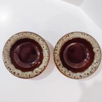Vintage Canonsburg CAN38 Ironstone Coupe Cereal Bowls, Set of Two, Canonsburg Pottery Ceramic Brown Drip Glaze Bowls