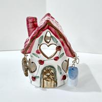 Vintage Crazy Mountain Whimsical Cottage House Ceramic Tea Light Votive Candle Holder