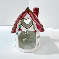 Vintage Crazy Mountain Whimsical Cottage House Ceramic Tea Light Votive Candle Holder