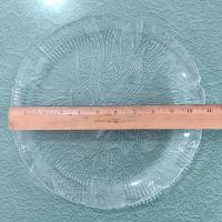 Vintage Arcoroc Canterbury Crocus 10.75 Inch Clear Glass Dinner Plates, Set of 2