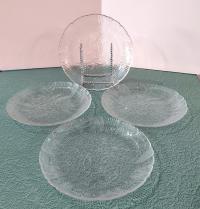 Vintage Arcoroc Canterbury Crocus 7.5 Inch Clear Glass Salad Dessert Plates, Set of 4