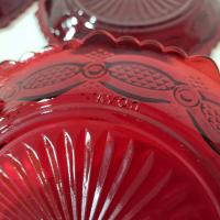 Vintage Avon 1876 Cape Cod Ruby Red Glass Salad Appetizer Dessert Plates, Set of Four