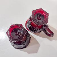 Vintage Avon 1876 Cape Cod Ruby Red Glass Creamer and Open Sugar Bowl Set