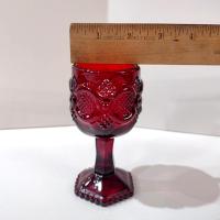 Vintage Avon 1876 Cape Cod Ruby Red Small Wine Glasses, Set of 6, Aperitif Cordial Sherry Port Wine Glasses, Holiday Christmas Glassware