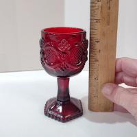 Vintage Avon 1876 Cape Cod Ruby Red Small Wine Glasses, Set of 6, Aperitif Cordial Sherry Port Wine Glasses, Holiday Christmas Glassware