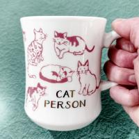 Vintage Cat Person Pink and White Oversized Coffee Tea Mug, Mother's Day Cat Lover Gift