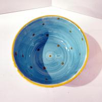 Vintage Candace Reiter Catzilla Fishing Swimming Snorkeling Cats Ceramic Bowl, Whimsical Cat All Purpose Bowl