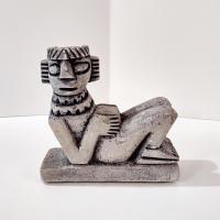 Vintage Reclining Chac Mool Mayan Stone Figurine, Mexican Aztec Carved Stone Statue