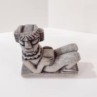 Vintage Reclining Chac Mool Mayan Stone Figurine, Mexican Aztec Carved Stone Statue