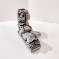 Vintage Reclining Chac Mool Mayan Stone Figurine, Mexican Aztec Carved Stone Statue